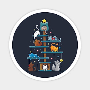 Christmas Tree House Cats Magnet